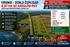 VRDNIK – 4,07 ha uz asfaltni put Vrdnik–Ruma | Investiciona lokacija | Blizina Pavlovačkog jezera